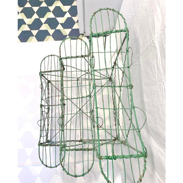 Antique Victorian Wire Plant Stand – Three Tier Garden Shelf With Original Green Paint For Sale - Image 9 of 10