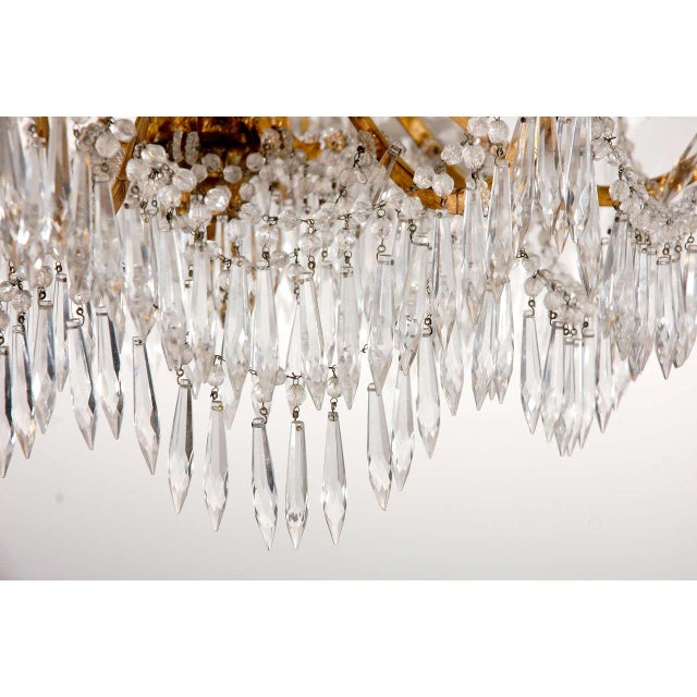 Late 19th Century Elegant Gilt-Wood and Cut Crystal Chandelier For Sale - Image 5 of 7