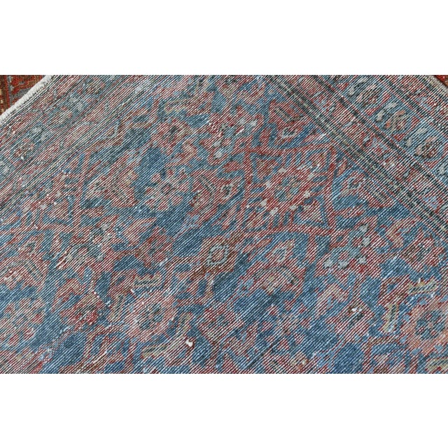 Persian Malayer Runner With Sub-Geometric Design in Blue, Red and Taupe 3.9 X 12.10 For Sale - Image 13 of 13
