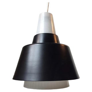 Mid-Century Italian Pinstriped Glass Pendant Light, 1950s For Sale