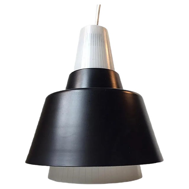 Mid-Century Italian Pinstriped Glass Pendant Light, 1950s For Sale