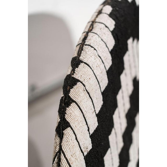 Yoruba Royal Beaded Chair with Geometric Black and White Motif, West Africa For Sale - Image 6 of 8