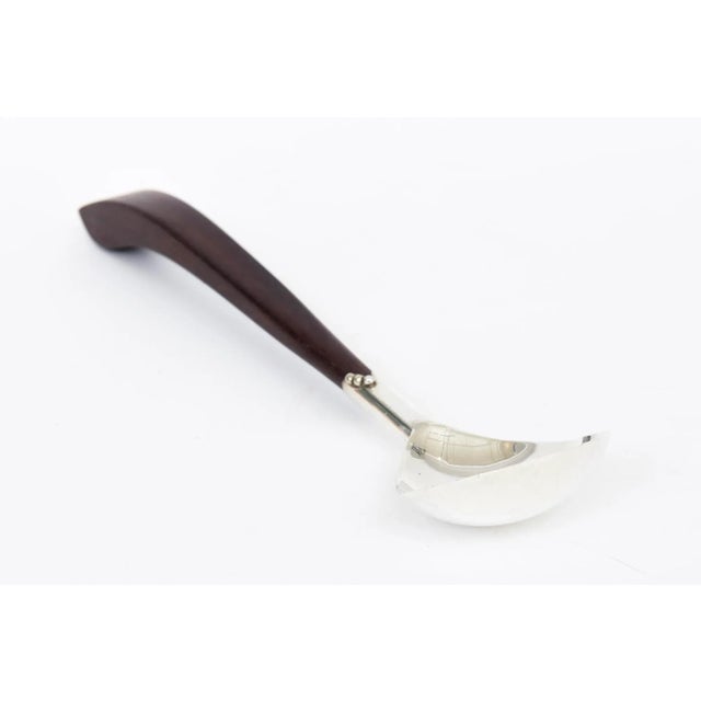 Mid-Century Modern Vintage Spratling Style Modernist Hallmarked Sterling Silver and Rosewood Serving Spoon. For Sale - Image 3 of 9