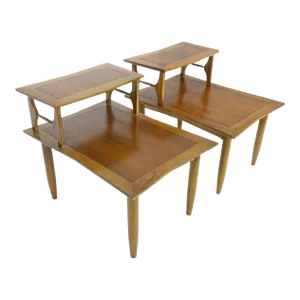 Pair of 2-Tier Mid Century Modern End Tables Attributed to Lubberts & Mulder for Tomlinson, C. 1960s