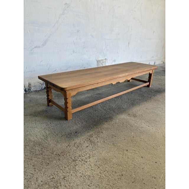 Low Oak Bench in the style of Kjærnulf, 1970s For Sale - Image 9 of 10