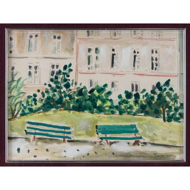 1950s Orfeo Tamburi, Houses in Paris, Mixed Media Drawing, 1950s For Sale - Image 5 of 5