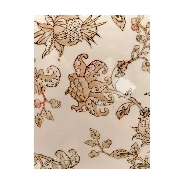 Chinese Early 21st Century Large Asian Taupe Printed Pattern Porcelain Table Lamp For Sale - Image 3 of 6