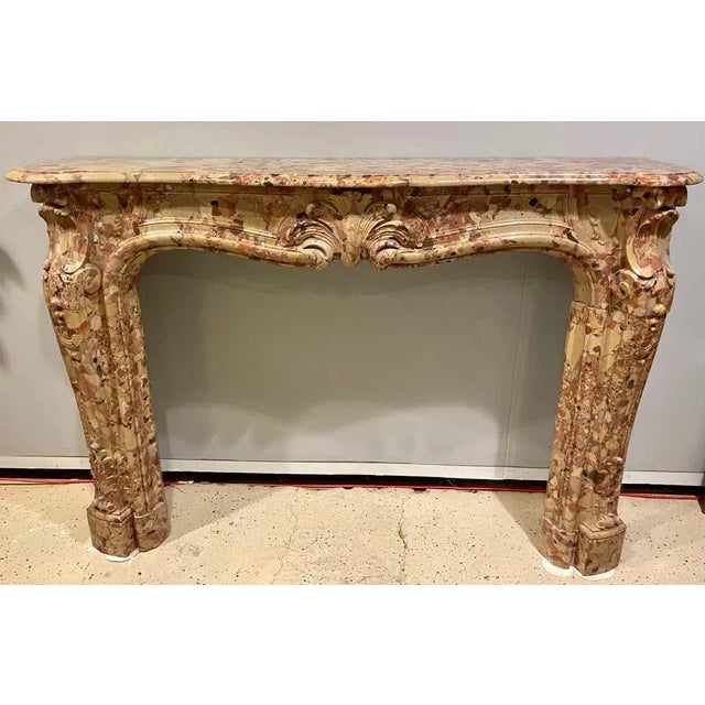 Beige French Beige and Rouge Marble Fire Surround For Sale - Image 8 of 13