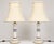 Pair Candle Stick Federal Style Blue Gold Star Porcelain Lamps. These lamps measure 16 1/2 inches to the top of the socket...