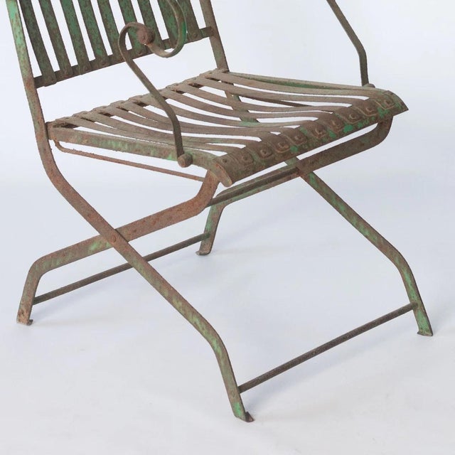 Antique French or Spanish Wrought Iron Garden Chairs, Set of 2 For Sale - Image 4 of 11