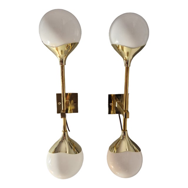 Glass Cup Sconces from Alberello, Set of 2 For Sale