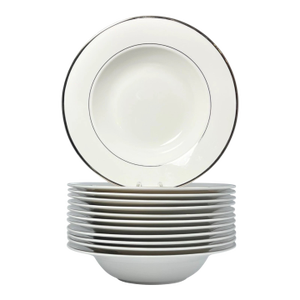 Mikasa “Cameo Platinum” Bone China Rim Soup Bowls - Set of 12