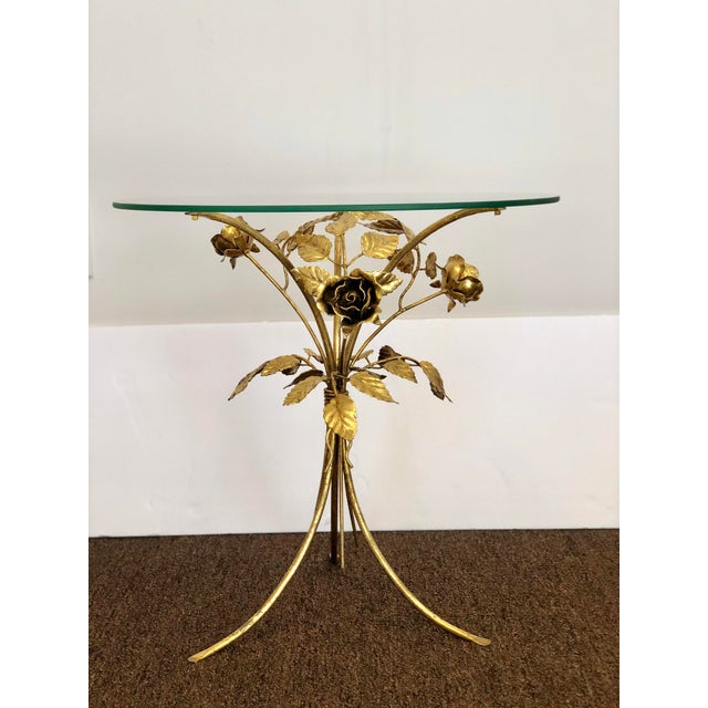 1960s Hollywood Regency Hans Kögl Flower Gilt Metal Side Table Chairish