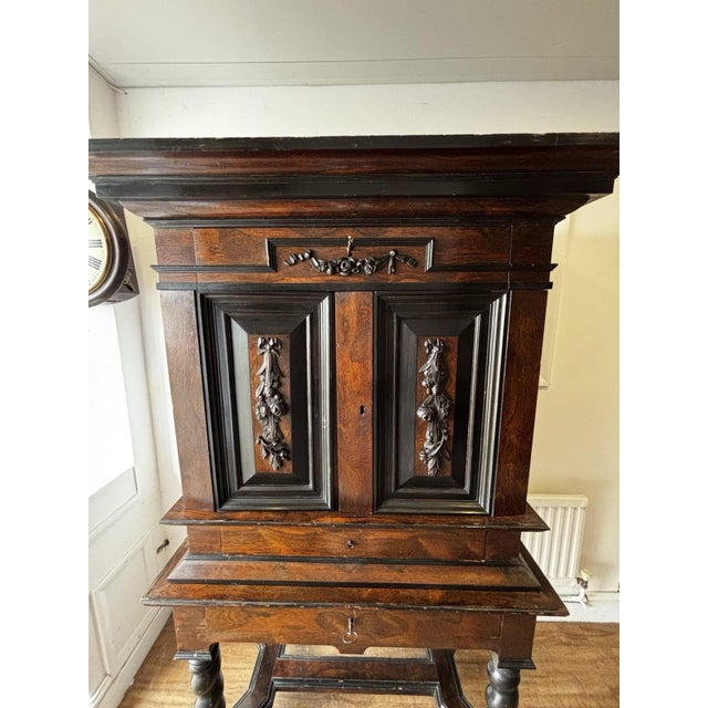 Antique Wooden Cabinet on Stand, 1700s For Sale - Image 13 of 16