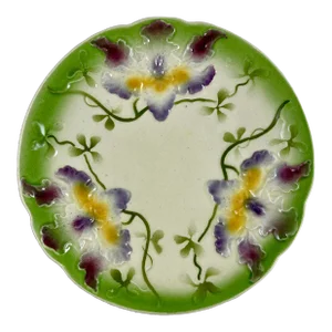 Sarreguemines Art Nouveau Majolica Orchid Plate