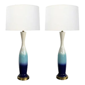 Pair 60s Italian Glazed Bottle-Form Ceramic Lamps