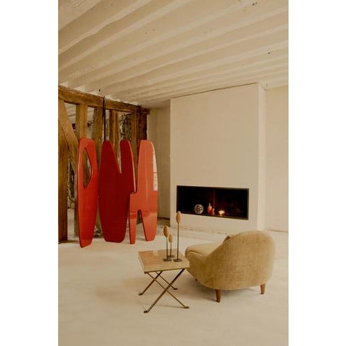 Handcrafted panama ii orange bronze hinge lacquered screen by reda amalou design dimensions: 210 x 50 x h 180 cm...