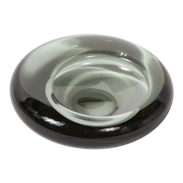 Swedish Mid-Century Modern Holmegaard Handblown Smoked Glass Dish For Sale