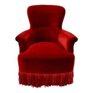 Italian Style Red Velvet Chair For Sale