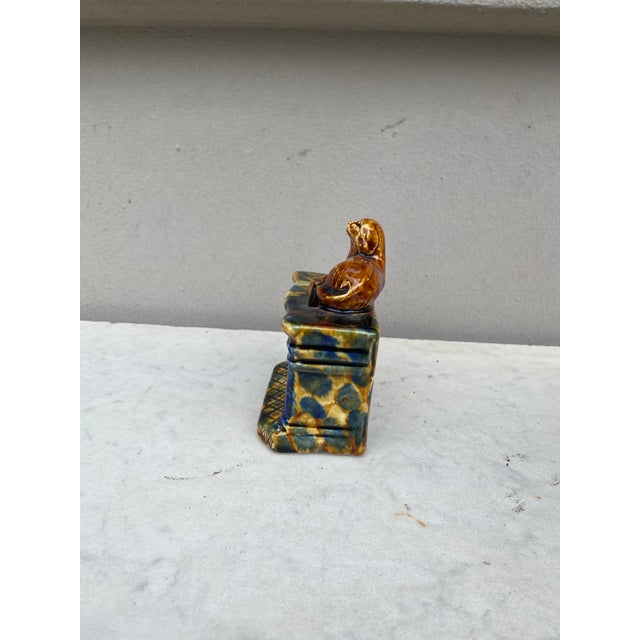 19th Century French Majolica Dog on a Chimney Money Bank For Sale - Image 4 of 6