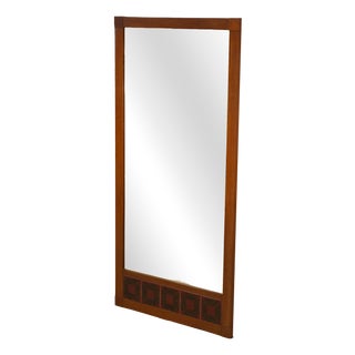 Scandinavian Teak and Ceramic Mirror, 1960s For Sale
