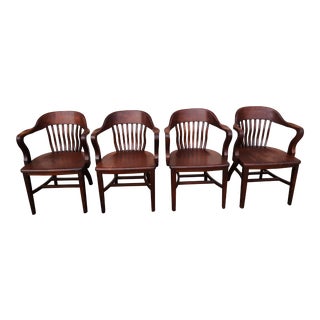 Vintage Court Room Wood Armachairs - Set of 4 For Sale