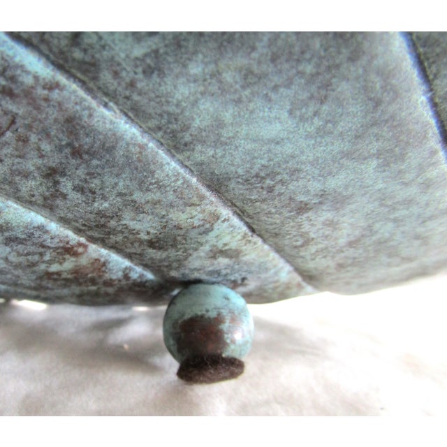 Vintage Maitland-Smith Verde Green Brass Pointed Leaf Centerpiece Tray For Sale In Miami - Image 6 of 9