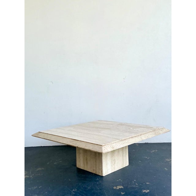 Vintage Italian Stone International Travertine Pedestal Coffee Table For Sale - Image 14 of 17