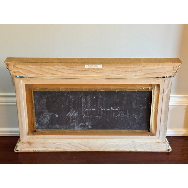 Exceptional Original Ink on Plaster Venezia Island of San Giorgio by the Twins Bugagiar For Sale - Image 9 of 13