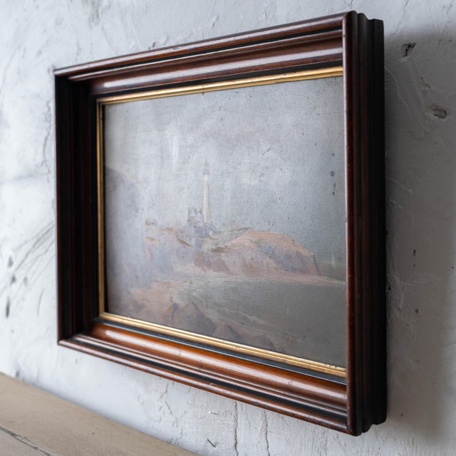Brown Montauk Point Lighthouse Oil Painting, Signed Mary L. McCormick, 1893 For Sale - Image 8 of 9