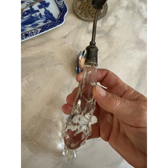 Vintage Silver Plate Serving Set With Art Lucite Handles Salad Servers For Sale - Image 9 of 12