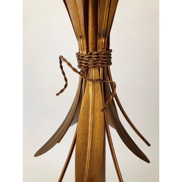 Italian Gilt Metal Candelabra Floor Lamp with Sheaf of Wheat Motif, 1963 For Sale - Image 13 of 18