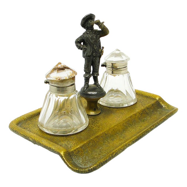 Art Nouveau Figurative Inkwells from Plewkiewicz, Poland, 1890s, Set of 3 For Sale