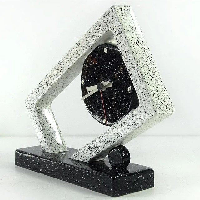 Postmodern Postmodern Ceramic Dalla Bassa Maria Ceramiche Table Clock from Nove, Italy, 1980s For Sale - Image 3 of 10