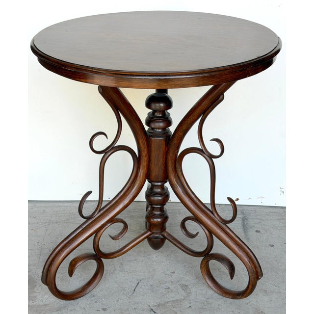 Chocolate Thonet Bentwood Side Table with Scrolled Base, Austria, C. 1900-1919 For Sale - Image 8 of 18