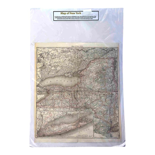 Antique 1870s g.w. Gray & Son Map of New York State (32 X 20")" For Sale