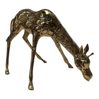 Cast Brass Giraffe Sculpture For Sale
