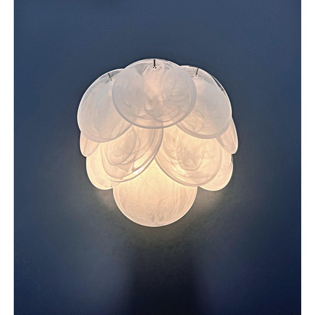 Glass Wall Sconces with 10 Alabaster White Disks, 1990s, Set of 2 For Sale - Image 12 of 16