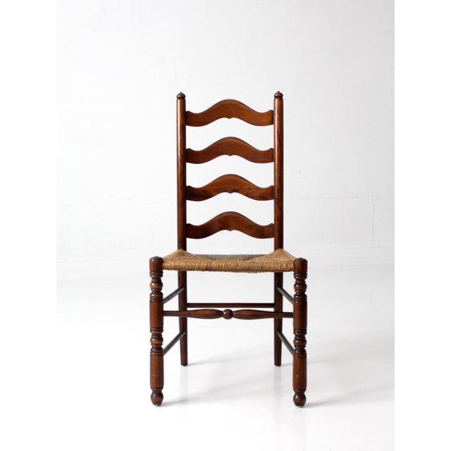 Vintage French Provincial Rush Seat Ladderback Chair For Sale - Image 4 of 14