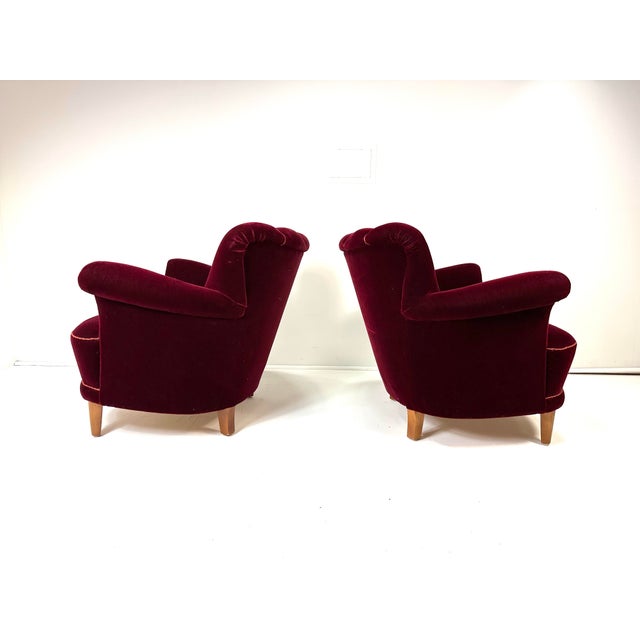 Mid-Century Modern Pair of 1940's Swedish Lounge Chairs For Sale - Image 3 of 10