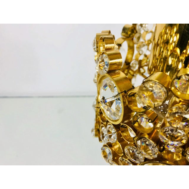 German Gilt Brass and Crystal Glass Chandelier from Palwa, 1970s For Sale - Image 13 of 16