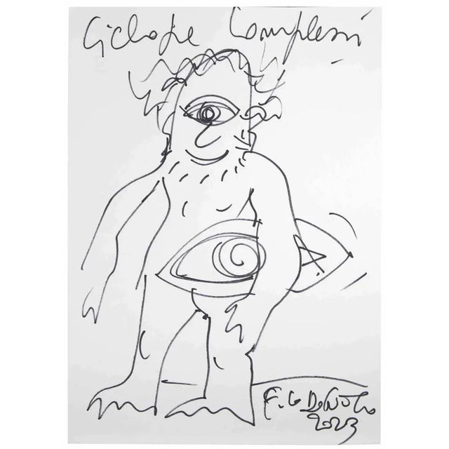 Cyclop is an artwork realized by Ferdinando Codognotto in 2023. Black marker on paper. Handsigned and dated in the lower...
