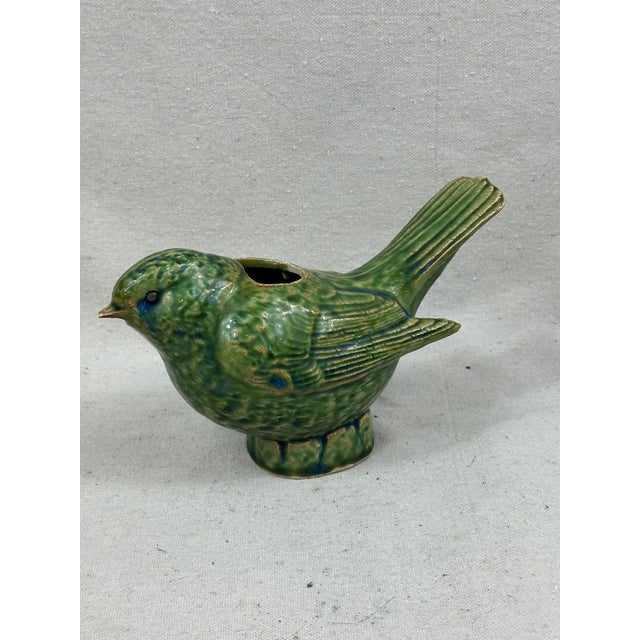 English Vintage Green Glazed Bird Watering Jug For Sale - Image 3 of 11