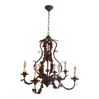Large Vaughan Brown Rust Eight Light Chandelier For Sale
