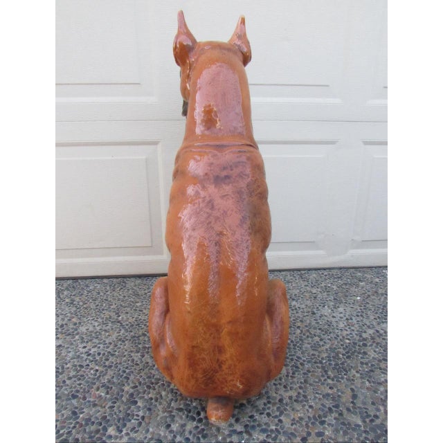 Vintage Italian Life Size Terracotta Boxer Dog Figurine For Sale In San Francisco - Image 6 of 18