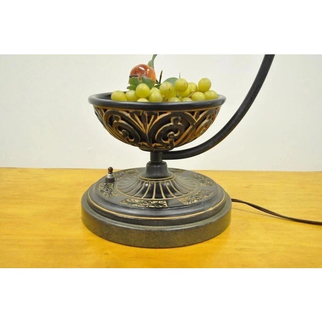 Metal Vintage Italian Style Scrolling Metal Hanging Lantern Fruit Bowl Table Lamp For Sale - Image 7 of 9