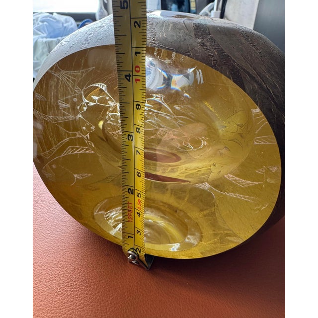 20th C. Super Heavy Hiroshi Yamano Signed Glass Sphere Sculpture With Silver & Copper Plating Fish Motif 6"x5"x 4.5"h - Might Missing the Fish For Sale - Image 11 of 13