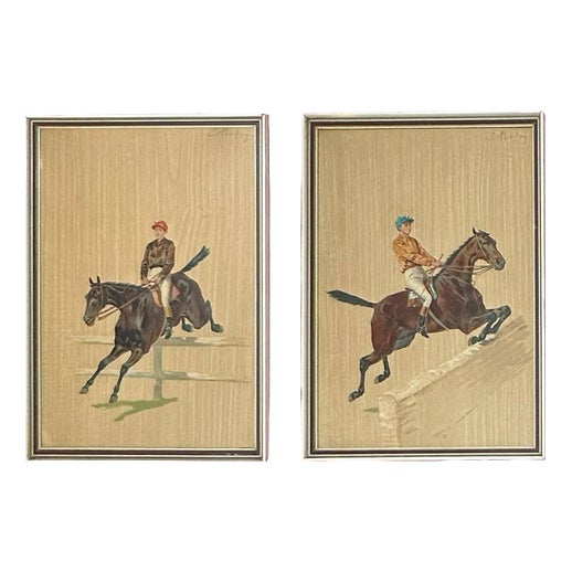 Auguste Legras, Equestrian Scenes, Late 1800s, Chromolithographs, Set of 2 For Sale