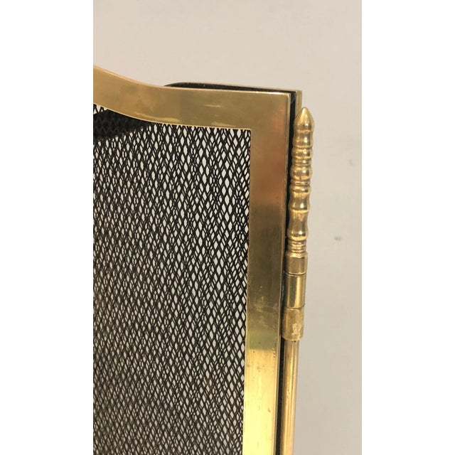Metal Circa 1970 French Neoclassical Style Brass Fireplace Screen For Sale - Image 7 of 13