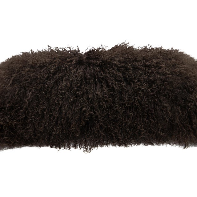 2020s Modern Mongolian Lamb Fur Single Side Pillow in Light Brown For Sale - Image 5 of 5